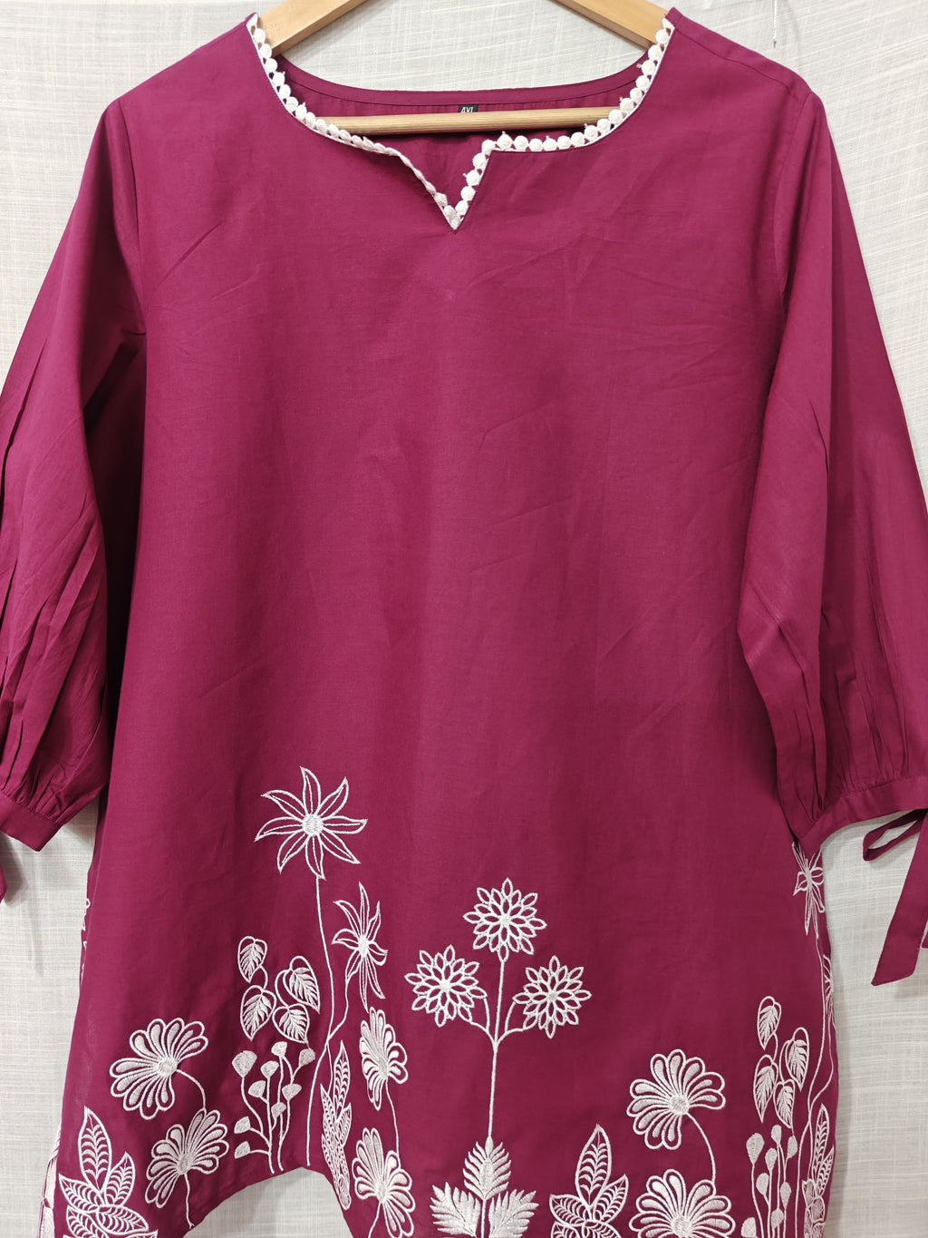 Women’s Premium Maroon Embroidered Kurti Pant Set | Elegant Floral Design | Festive & Casual Wear