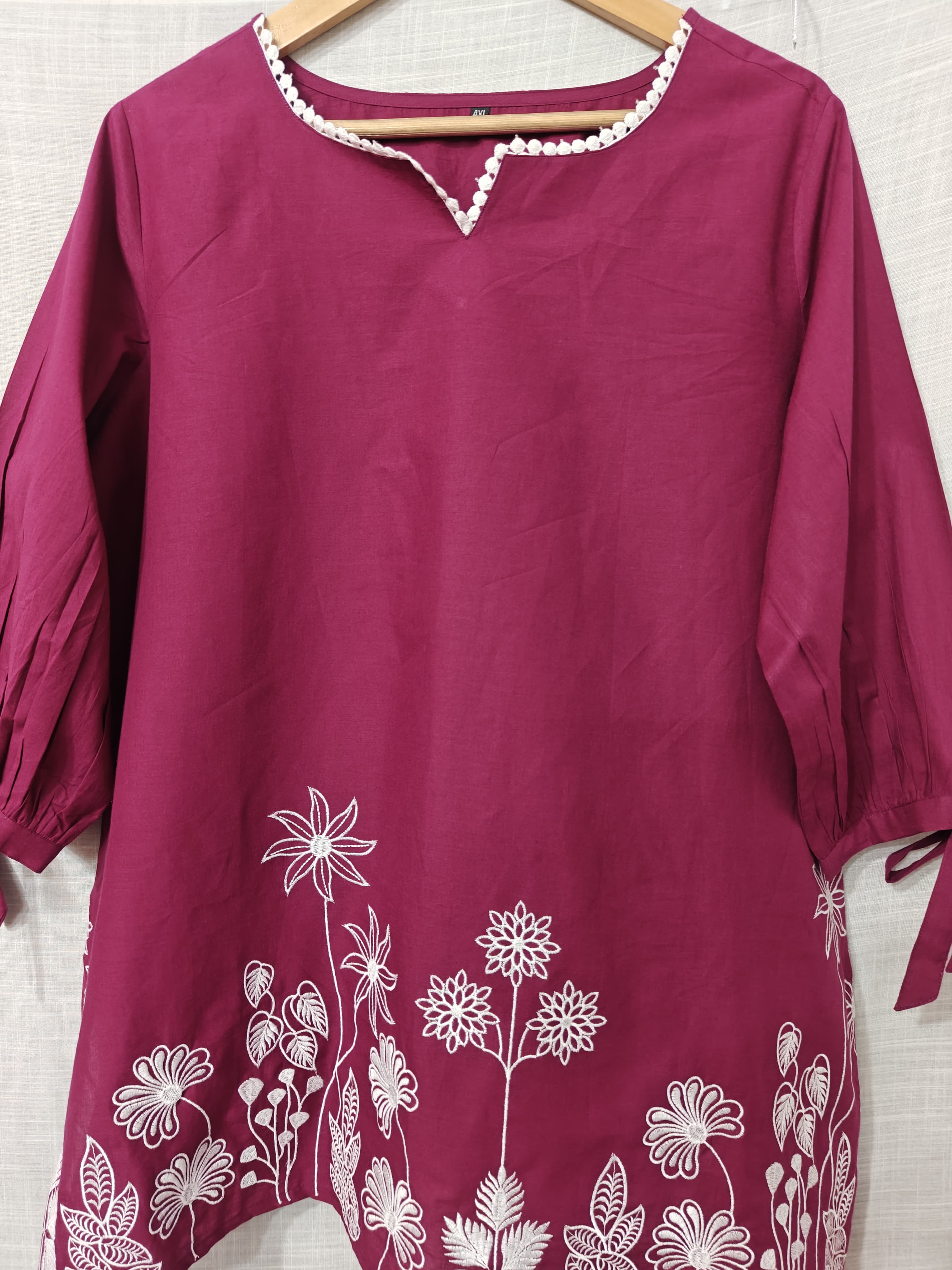 Women’s Premium Maroon Embroidered Kurti Pant Set | Elegant Floral Design | Festive & Casual Wear